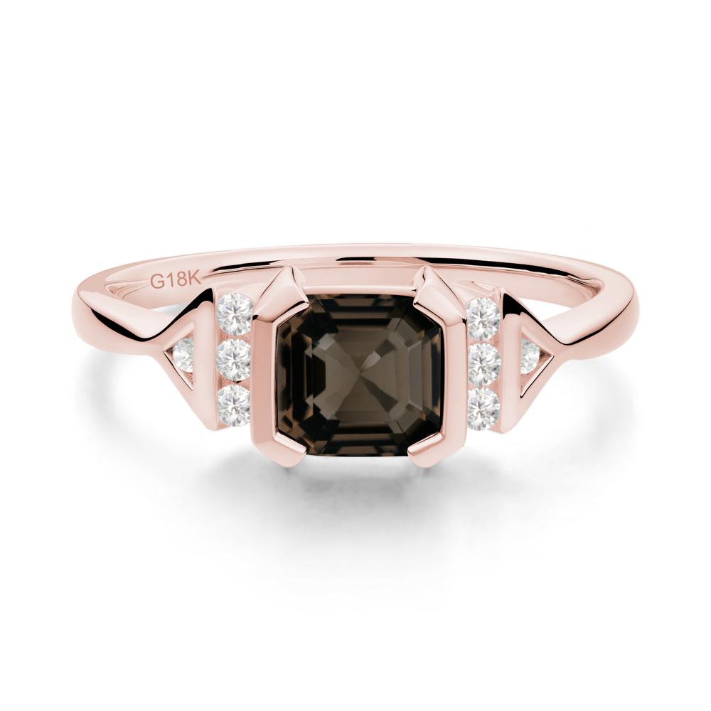 Unique Asscher Cut Smoky Quartz Statement Ring - LUO Jewelry #metal_18k rose gold