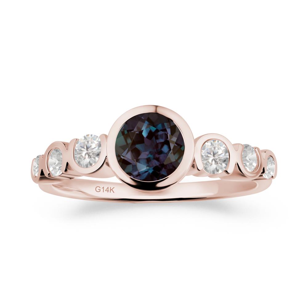 Multi Round Cut Alexandrite Ring - LUO Jewelry #metal_14k rose gold