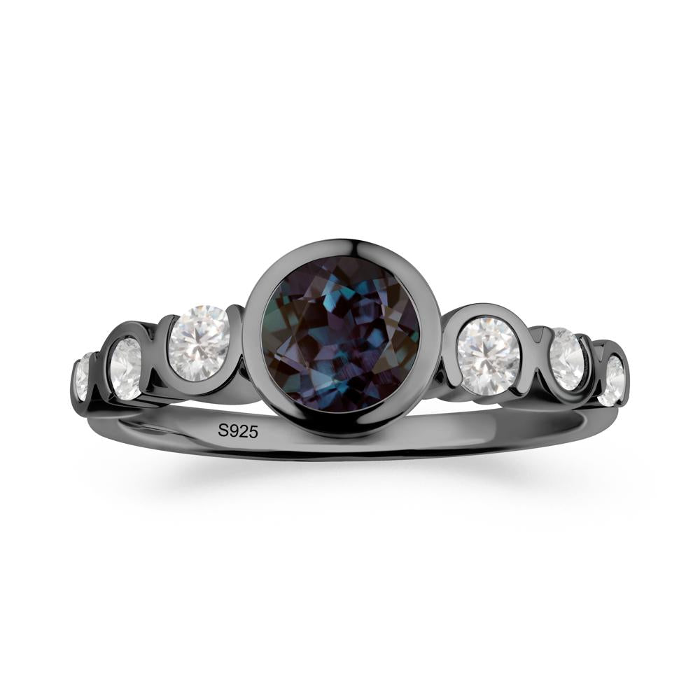 Multi Round Cut Alexandrite Ring - LUO Jewelry #metal_black finish sterling silver