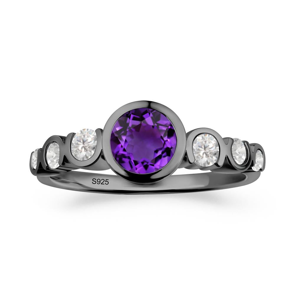 Amethyst Multi Stone Engagement Ring - LUO Jewelry #metal_black finish sterling silver