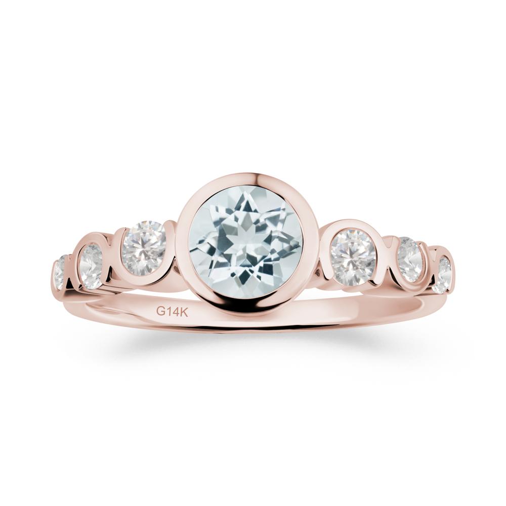 Multi Round Cut Aquamarine Ring - LUO Jewelry #metal_14k rose gold