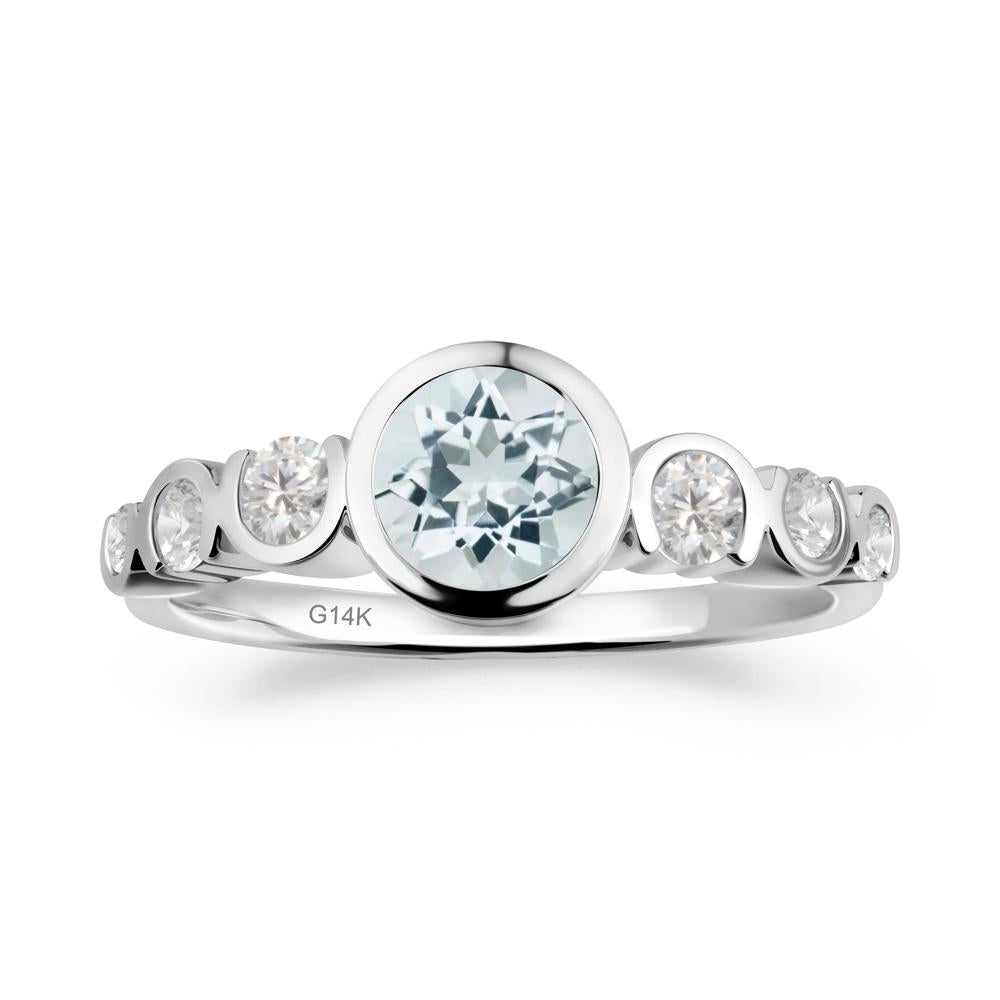 Multi Round Cut Aquamarine Ring - LUO Jewelry #metal_14k white gold
