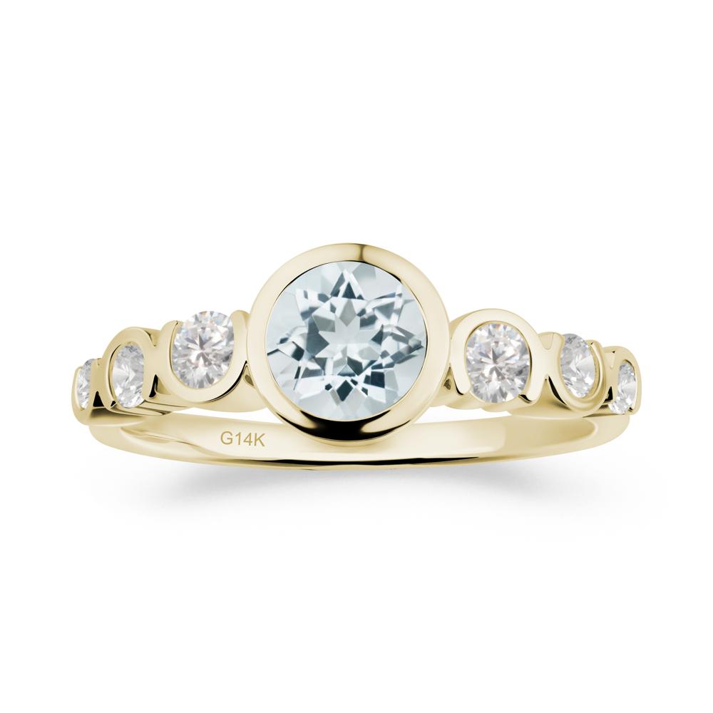Multi Round Cut Aquamarine Ring - LUO Jewelry #metal_14k yellow gold
