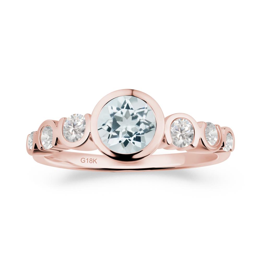 Multi Round Cut Aquamarine Ring - LUO Jewelry #metal_18k rose gold