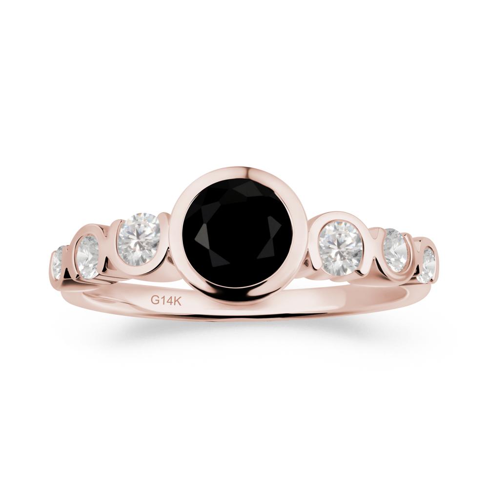 Black Spinel Multi Stone Engagement Ring - LUO Jewelry #metal_14k rose gold