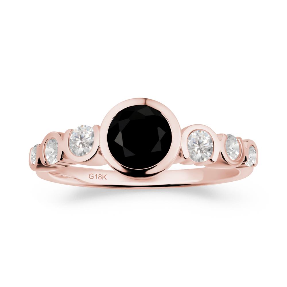 Black Spinel Multi Stone Engagement Ring - LUO Jewelry #metal_18k rose gold