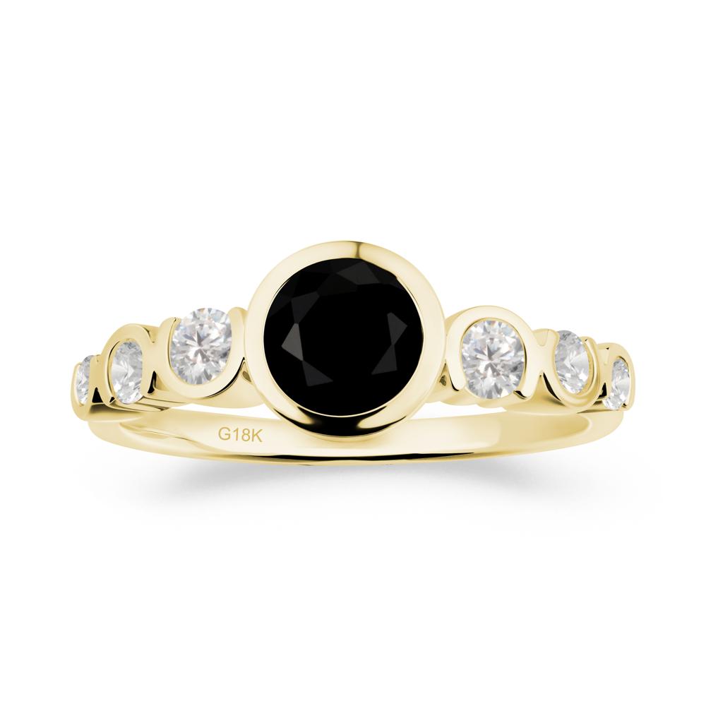 Black Spinel Multi Stone Engagement Ring - LUO Jewelry #metal_18k yellow gold