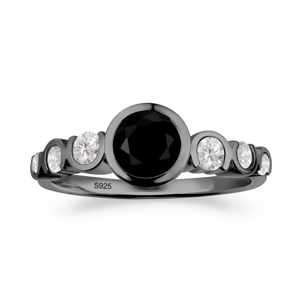 Black Spinel Multi Stone Engagement Ring - LUO Jewelry #metal_black finish sterling silver