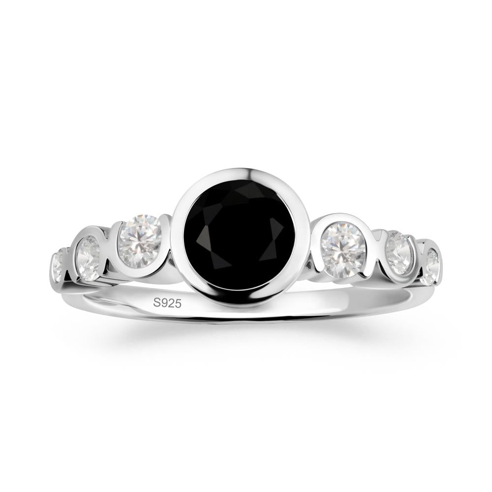Black Spinel Multi Stone Engagement Ring - LUO Jewelry #metal_sterling silver
