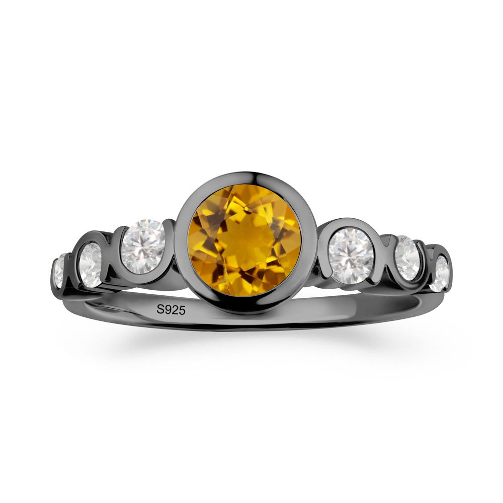 Multi Round Cut Citrine Ring - LUO Jewelry #metal_black finish sterling silver