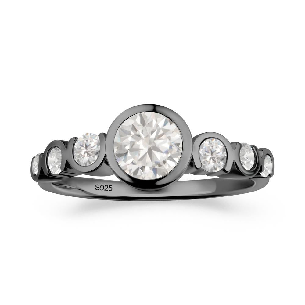 Cubic Zirconia Multi Stone Engagement Ring - LUO Jewelry #metal_black finish sterling silver