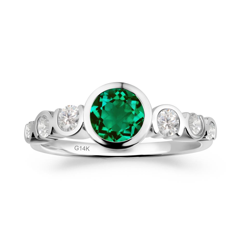 Multi Round Cut Emerald Ring - LUO Jewelry #metal_14k white gold