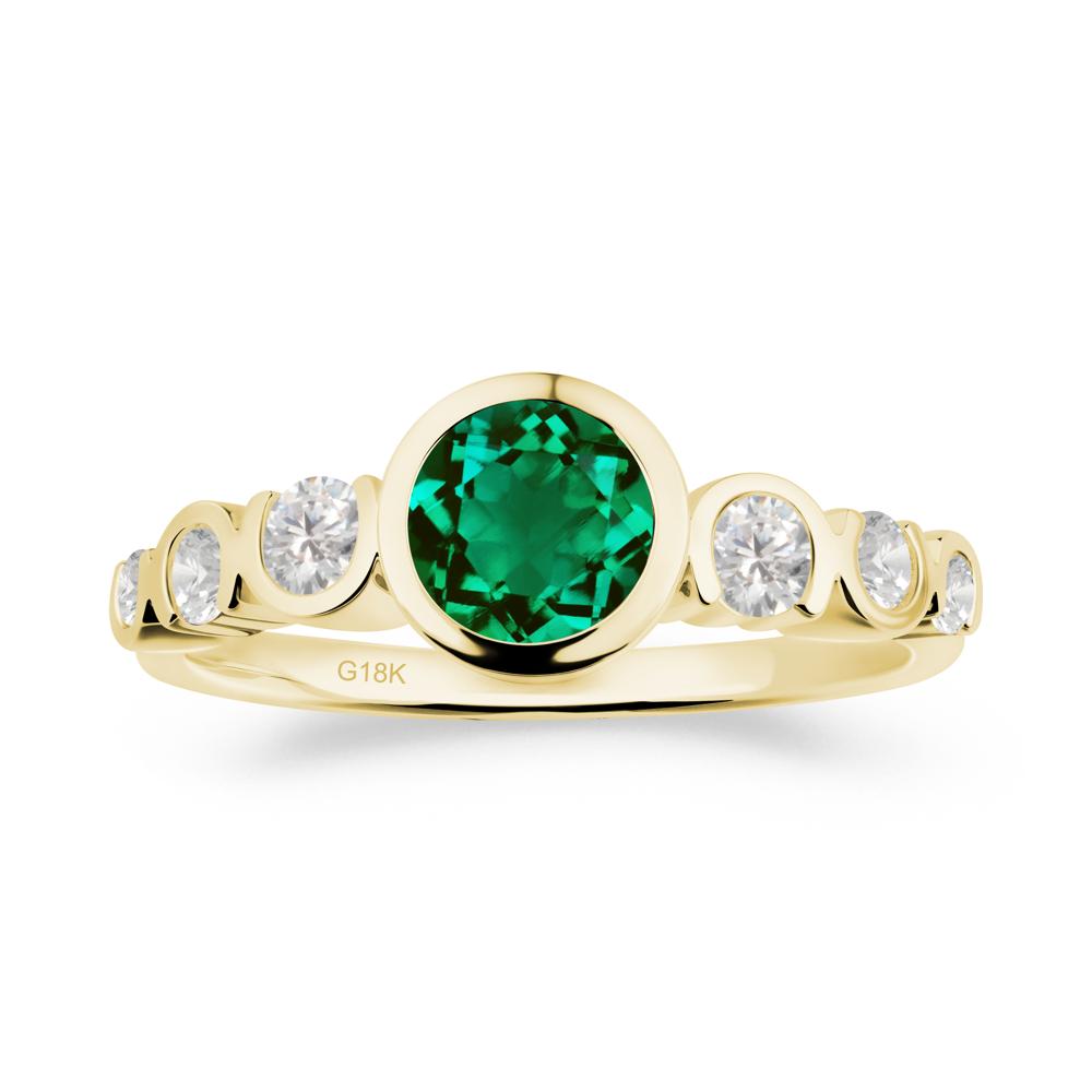 Multi Round Cut Emerald Ring - LUO Jewelry #metal_18k yellow gold