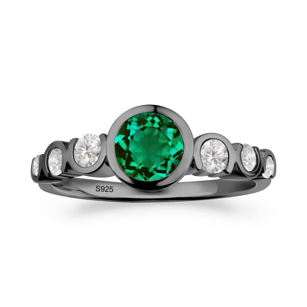 Multi Round Cut Emerald Ring - LUO Jewelry #metal_black finish sterling silver