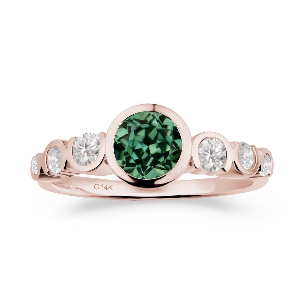 Green Sapphire Multi Stone Engagement Ring - LUO Jewelry #metal_14k rose gold