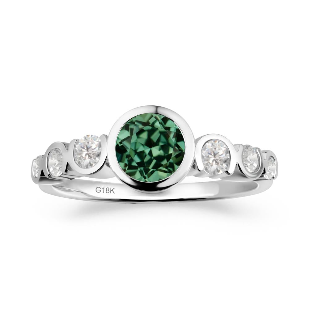 Green Sapphire Multi Stone Engagement Ring - LUO Jewelry #metal_18k white gold