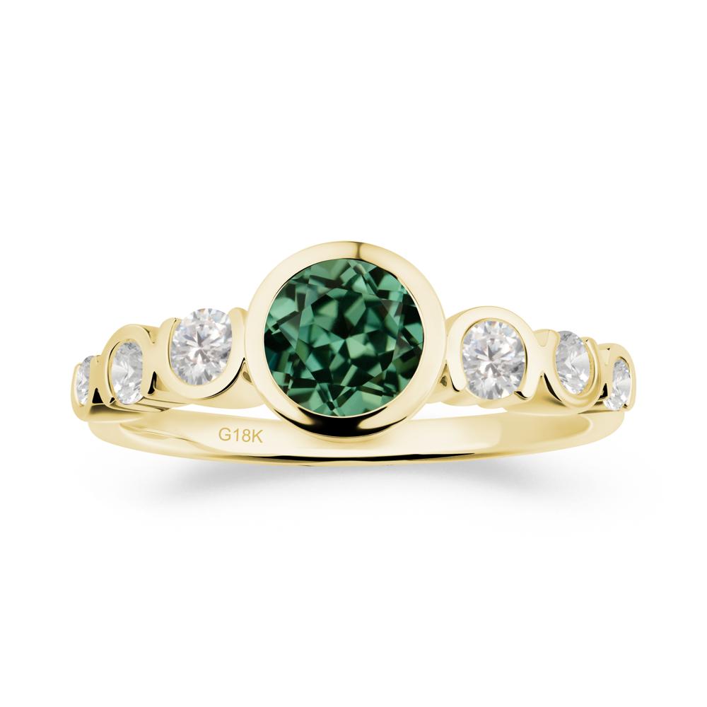 Green Sapphire Multi Stone Engagement Ring - LUO Jewelry #metal_18k yellow gold