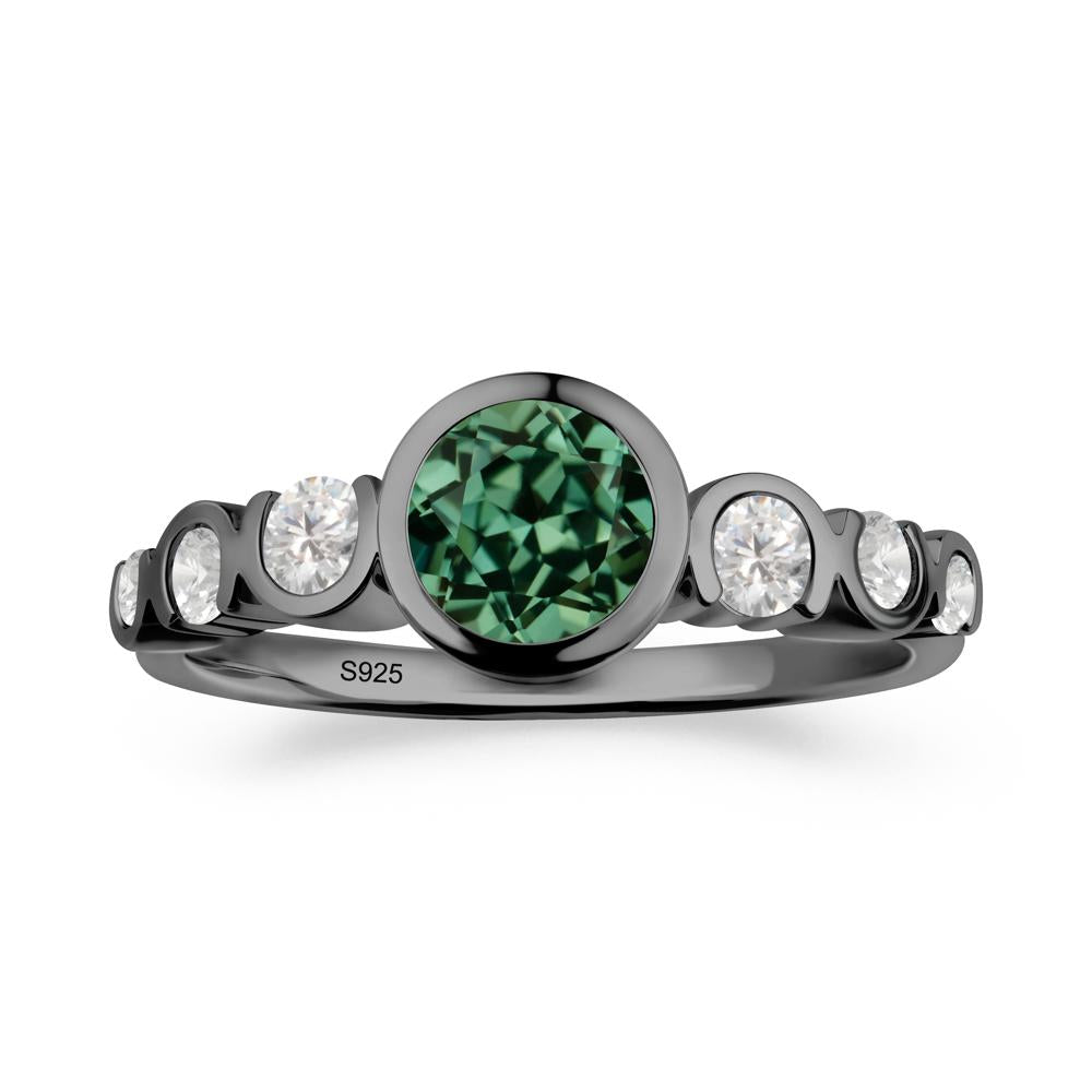 Green Sapphire Multi Stone Engagement Ring - LUO Jewelry #metal_black finish sterling silver