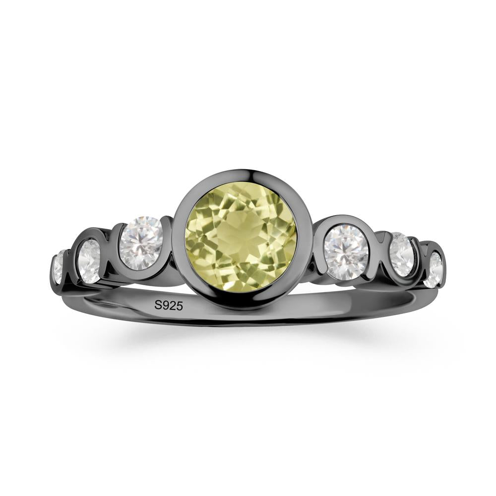 Lemon Quartz Multi Stone Engagement Ring - LUO Jewelry #metal_black finish sterling silver