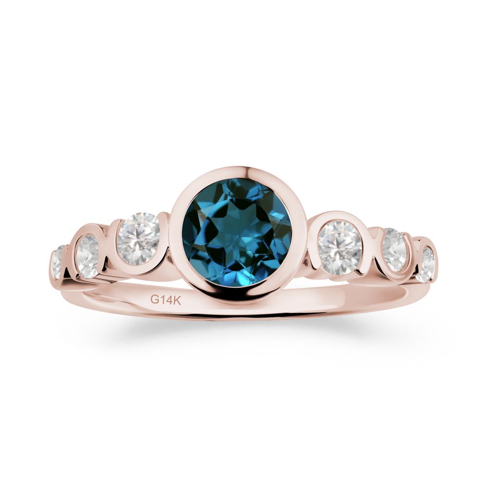 Multi Round Cut London Blue Topaz Ring - LUO Jewelry #metal_14k rose gold
