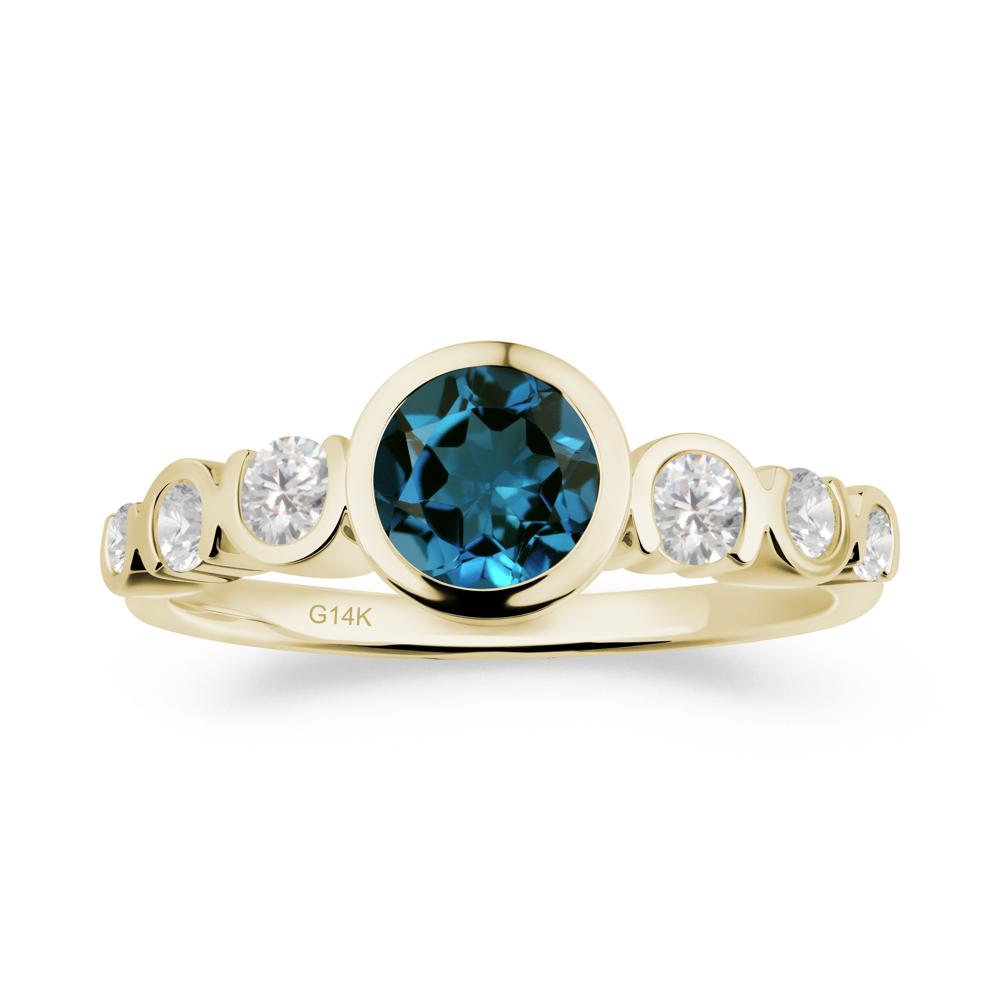 Multi Round Cut London Blue Topaz Ring - LUO Jewelry #metal_14k yellow gold