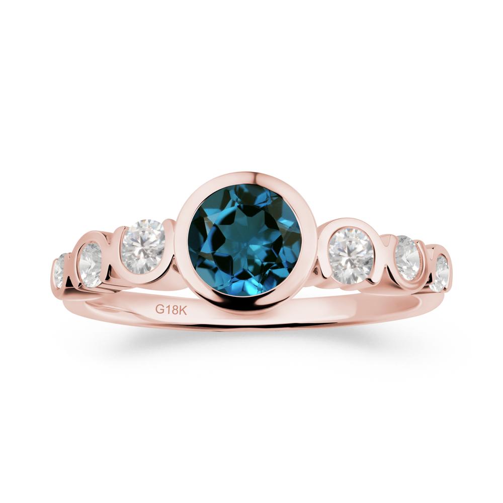 Multi Round Cut London Blue Topaz Ring - LUO Jewelry #metal_18k rose gold
