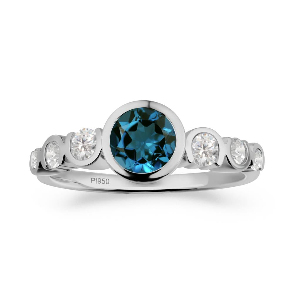 Multi Round Cut London Blue Topaz Ring - LUO Jewelry #metal_platinum