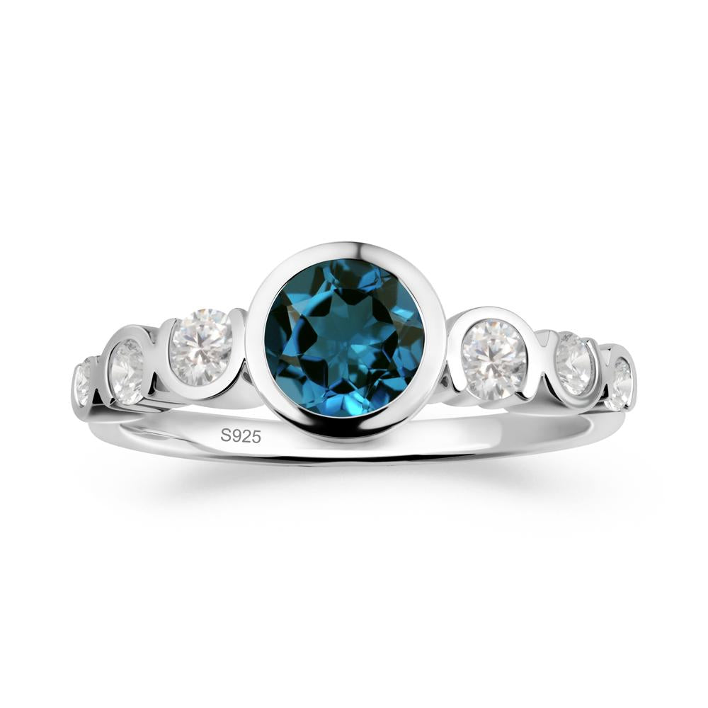 Multi Round Cut London Blue Topaz Ring - LUO Jewelry #metal_sterling silver