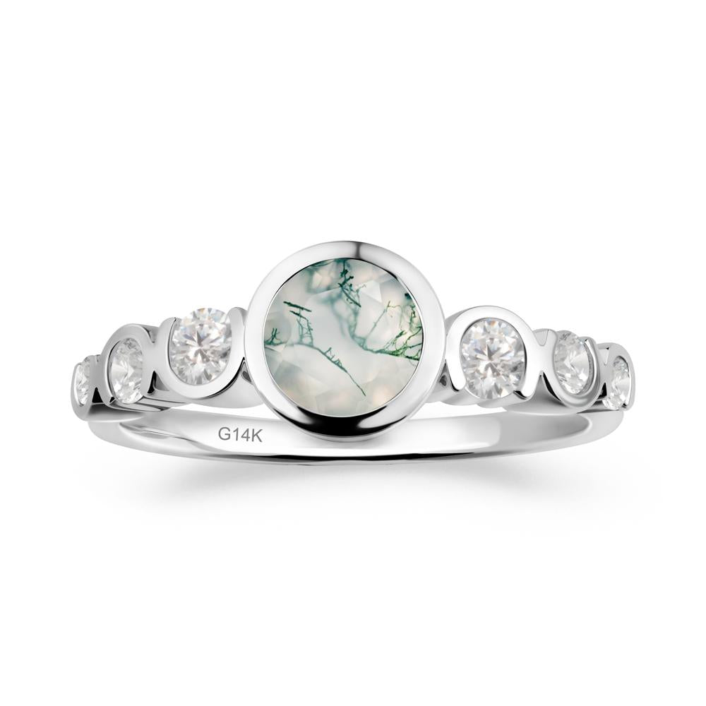 Multi Round Cut Moss Agate Ring - LUO Jewelry #metal_14k white gold