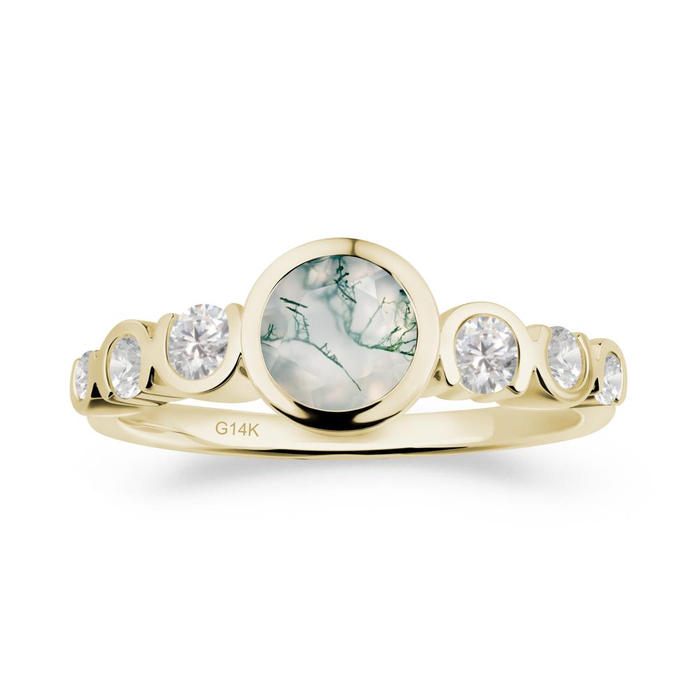Multi Round Cut Moss Agate Ring - LUO Jewelry #metal_14k yellow gold