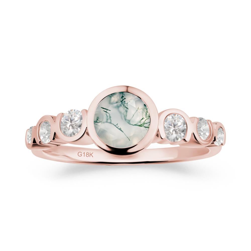 Multi Round Cut Moss Agate Ring - LUO Jewelry #metal_18k rose gold