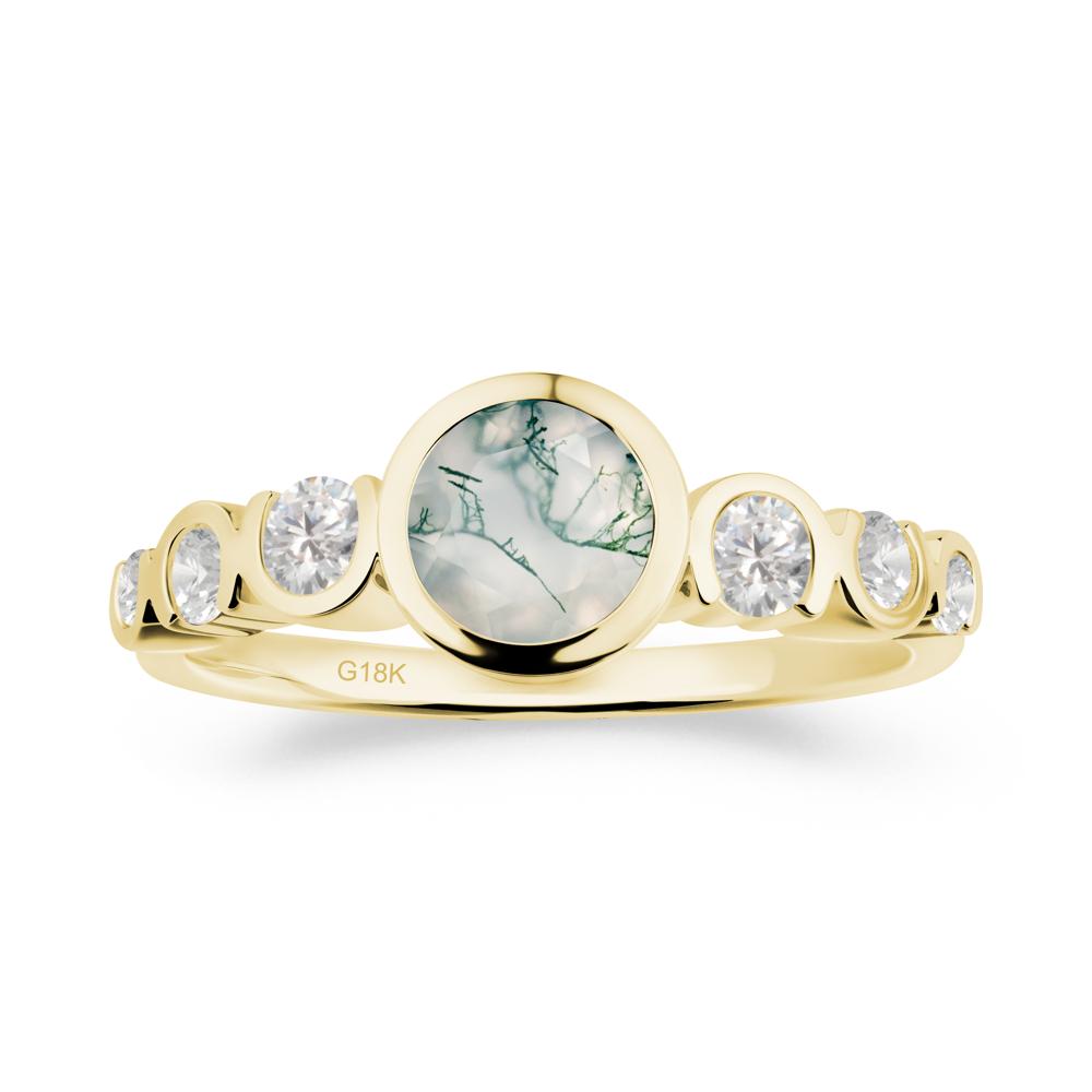 Multi Round Cut Moss Agate Ring - LUO Jewelry #metal_18k yellow gold