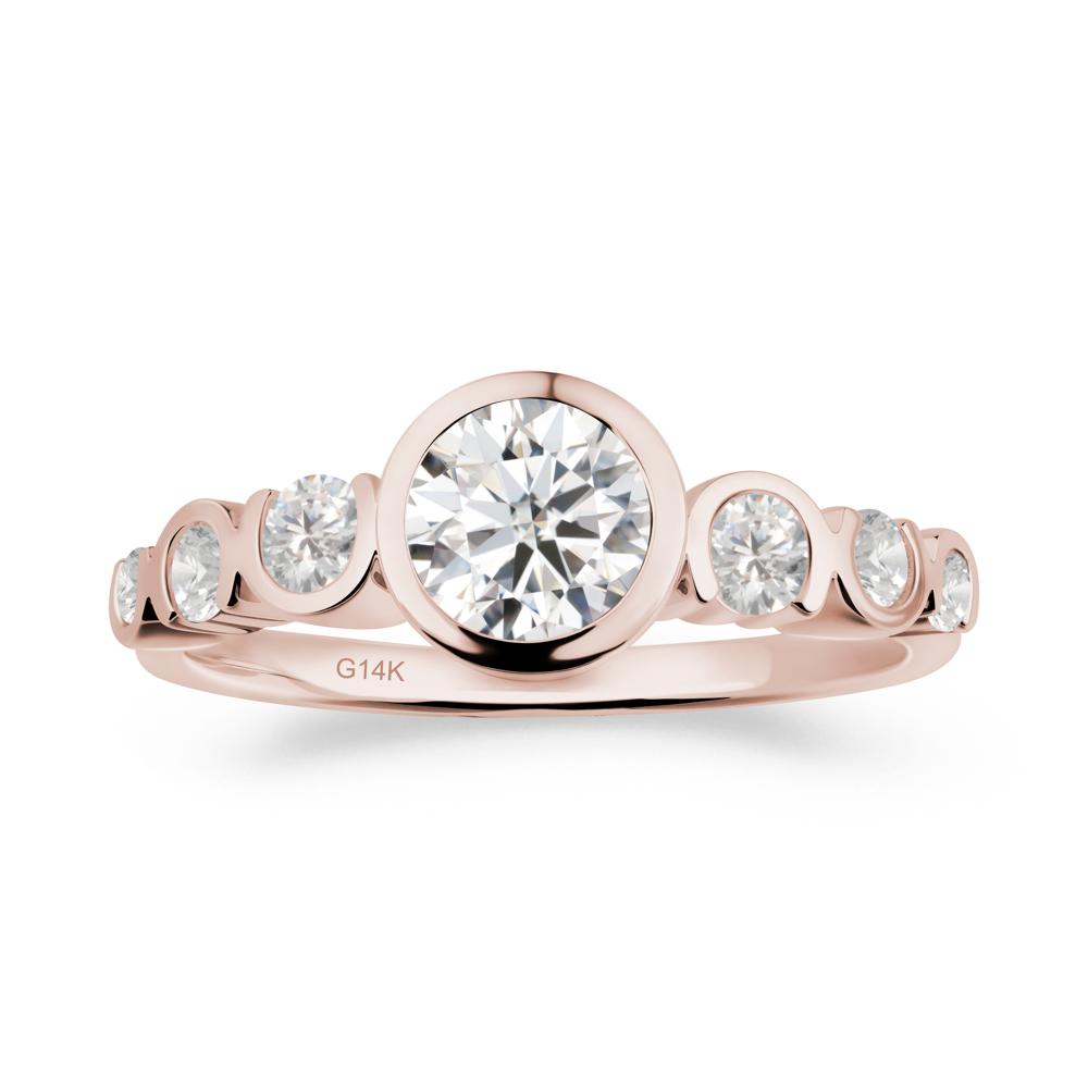 Moissanite Multi Stone Engagement Ring - LUO Jewelry #metal_14k rose gold