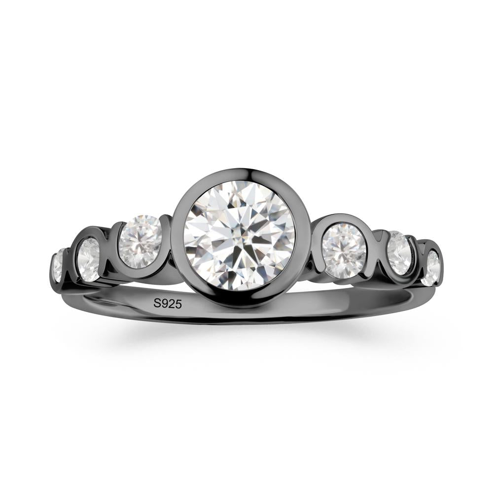 Moissanite Multi Stone Engagement Ring - LUO Jewelry #metal_black finish sterling silver