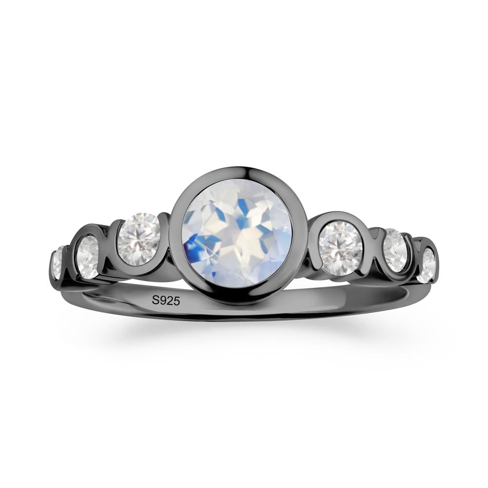 Moonstone Multi Stone Engagement Ring - LUO Jewelry #metal_black finish sterling silver