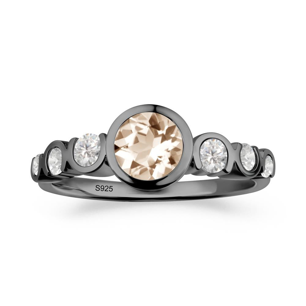 Morganite Multi Stone Engagement Ring - LUO Jewelry #metal_black finish sterling silver