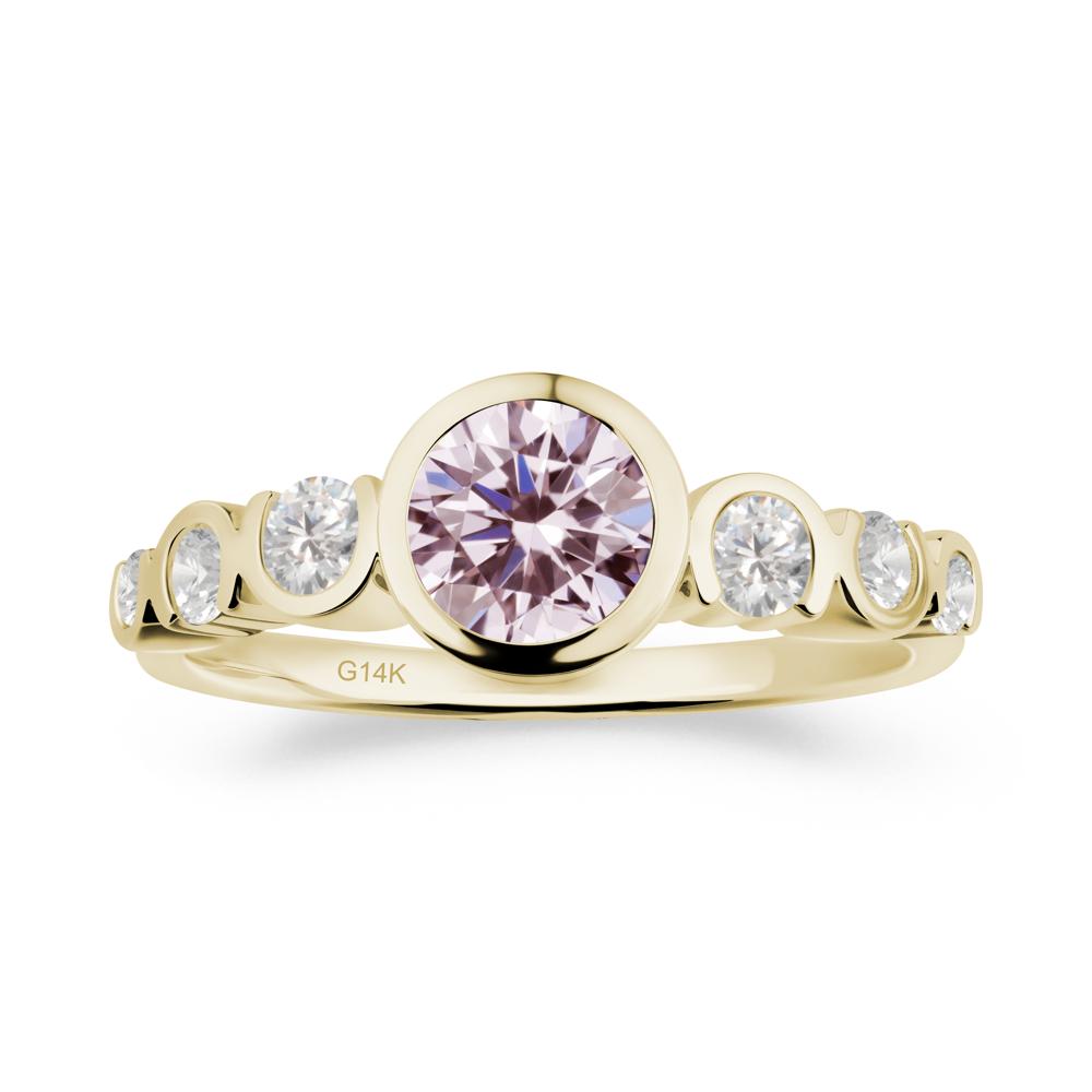Multi Round Cut Pink Cubic Zirconia Ring - LUO Jewelry #metal_14k yellow gold