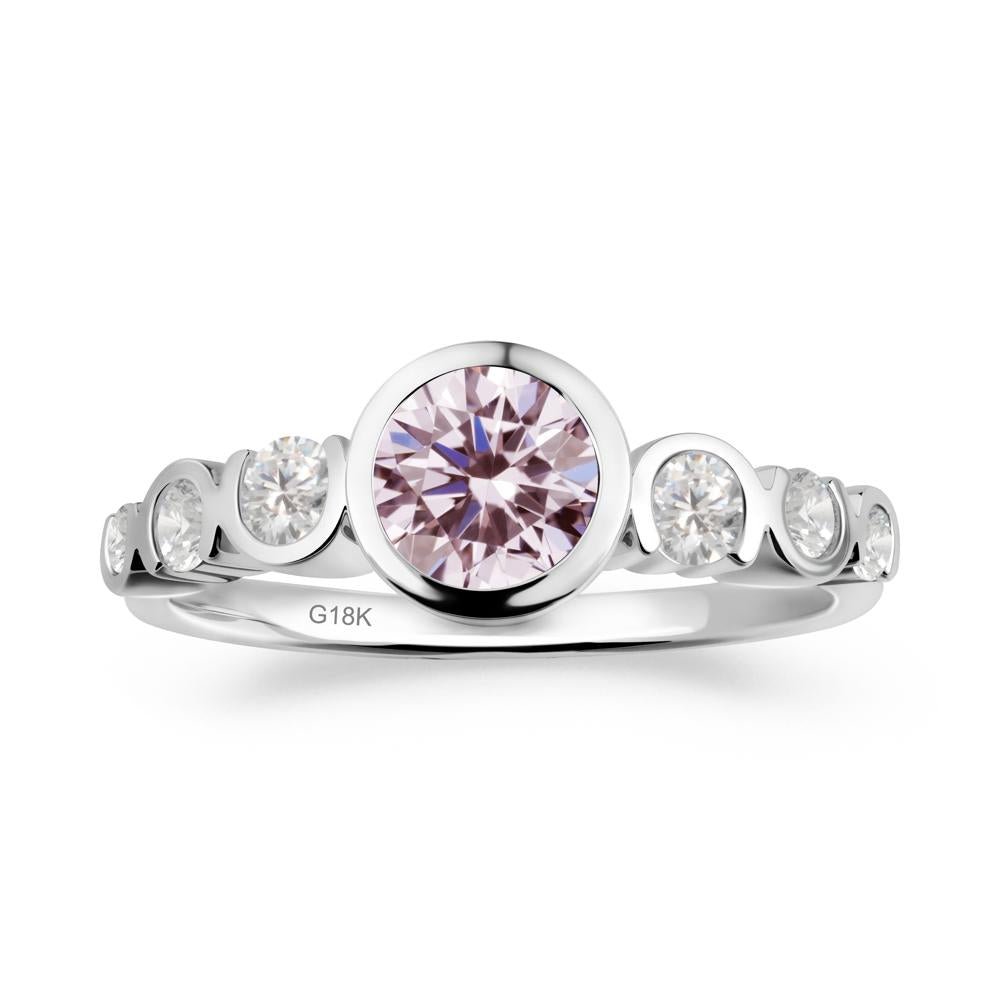 Multi Round Cut Pink Cubic Zirconia Ring - LUO Jewelry #metal_18k white gold