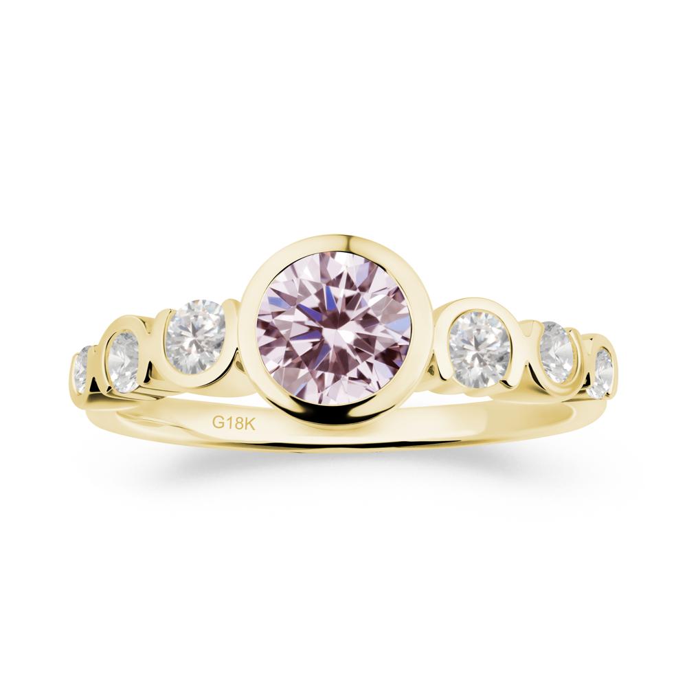 Multi Round Cut Pink Cubic Zirconia Ring - LUO Jewelry #metal_18k yellow gold
