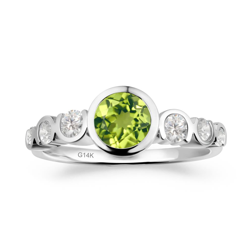 Multi Round Cut Peridot Ring - LUO Jewelry #metal_14k white gold