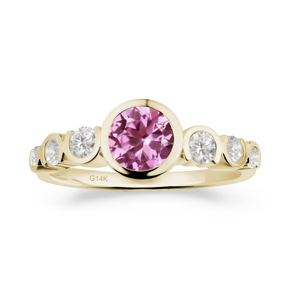 Pink Sapphire Multi Stone Engagement Ring - LUO Jewelry #metal_14k yellow gold