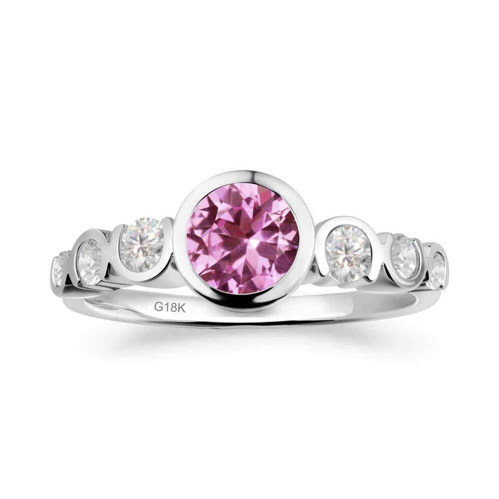 Pink Sapphire Multi Stone Engagement Ring - LUO Jewelry #metal_18k white gold