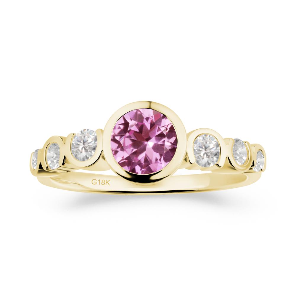 Pink Sapphire Multi Stone Engagement Ring - LUO Jewelry #metal_18k yellow gold