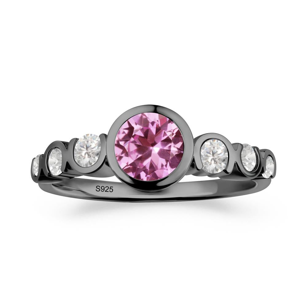 Pink Sapphire Multi Stone Engagement Ring - LUO Jewelry #metal_black finish sterling silver