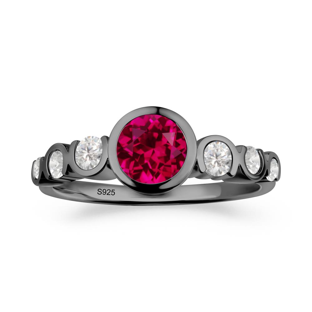 Ruby Multi Stone Engagement Ring - LUO Jewelry #metal_black finish sterling silver