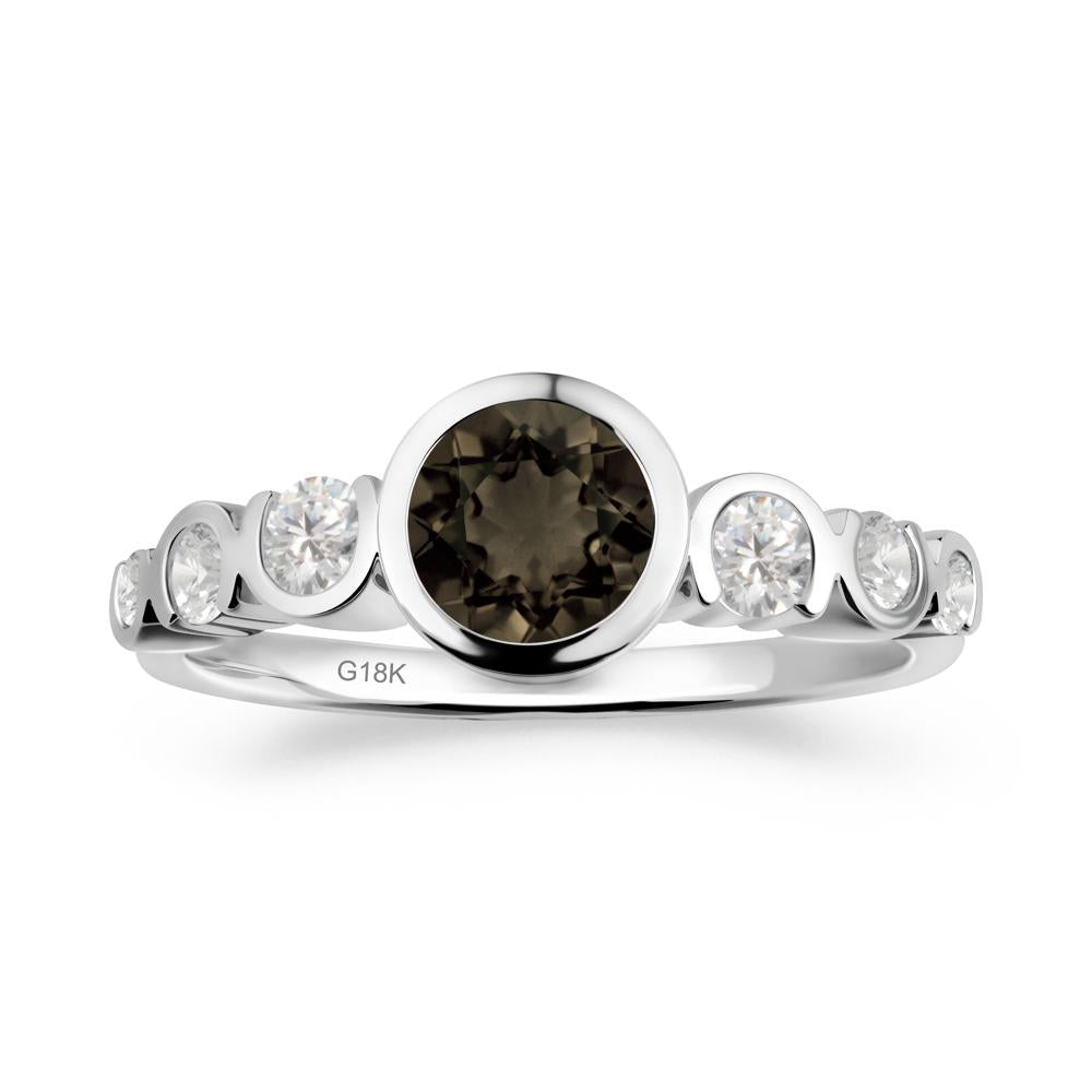 Multi Round Cut Smoky Quartz Ring - LUO Jewelry #metal_18k white gold