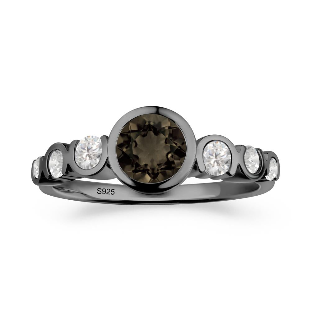 Multi Round Cut Smoky Quartz Ring - LUO Jewelry #metal_black finish sterling silver