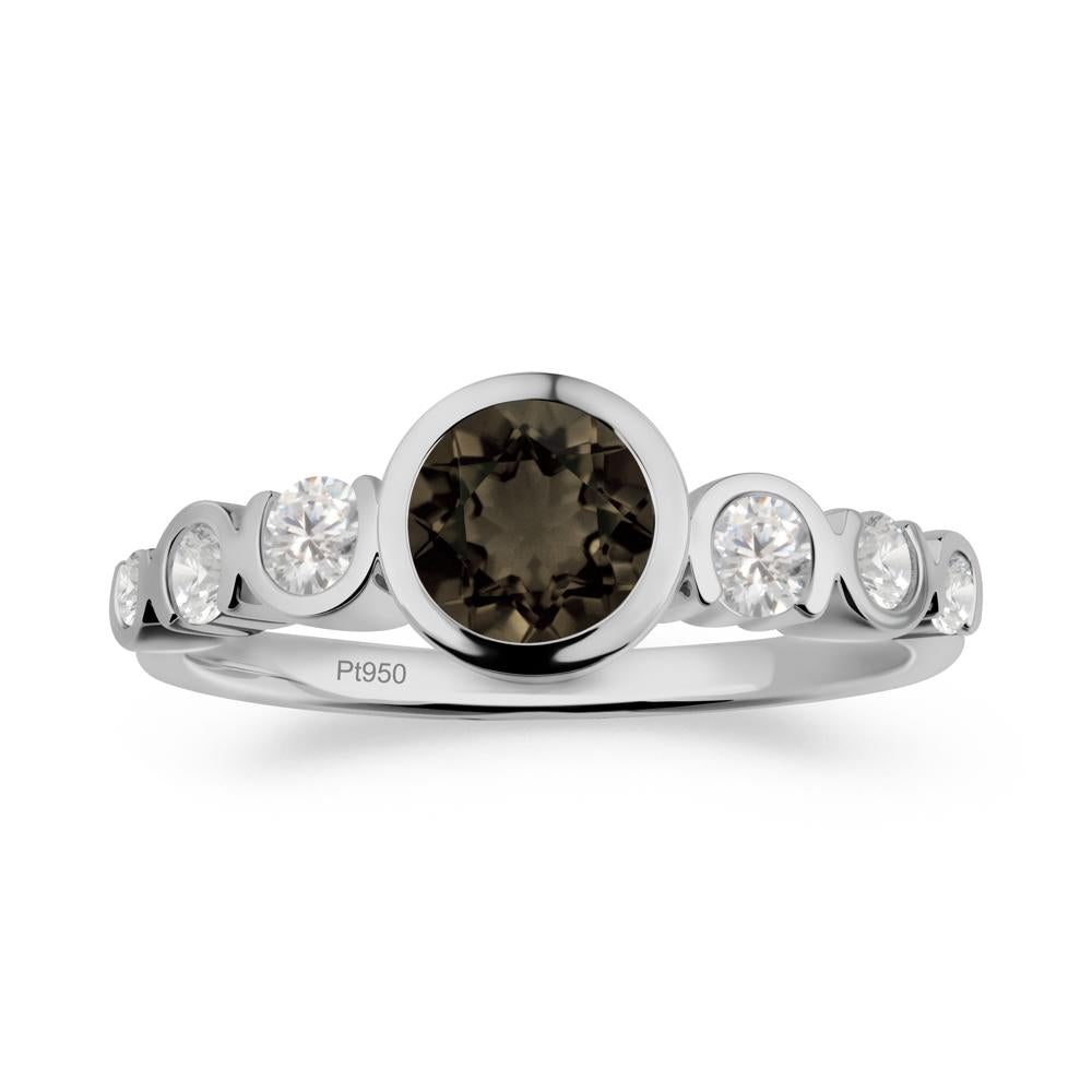Multi Round Cut Smoky Quartz Ring - LUO Jewelry #metal_platinum