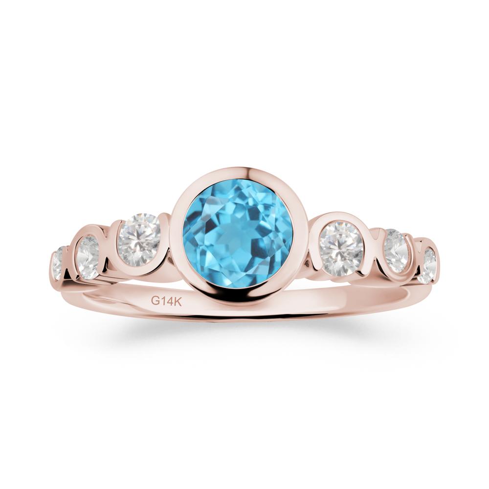 Swiss Blue Topaz Multi Stone Engagement Ring - LUO Jewelry #metal_14k rose gold