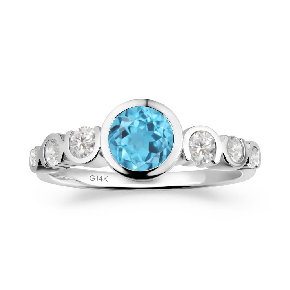 Swiss Blue Topaz Multi Stone Engagement Ring - LUO Jewelry #metal_14k white gold